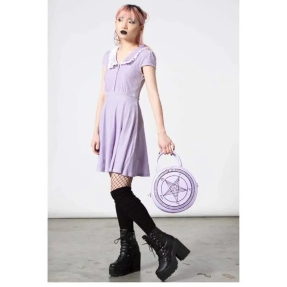 KILLSTAR Every Mourning pastel goth mini dress [PASTEL LILAC] - Picture 2 of 8